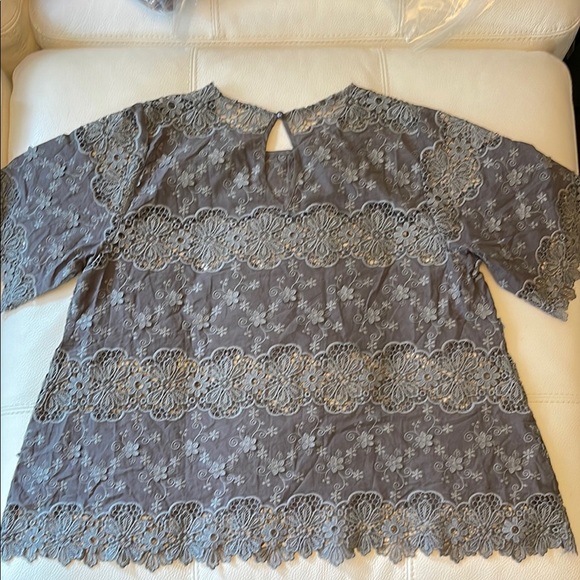 POL Grey Lace Embroidered Blouse - Size L - Picture 2 of 5